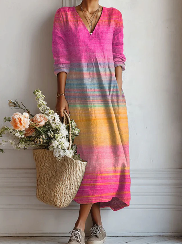 Melissa | Elegant Striped Maxi Dress - Picela