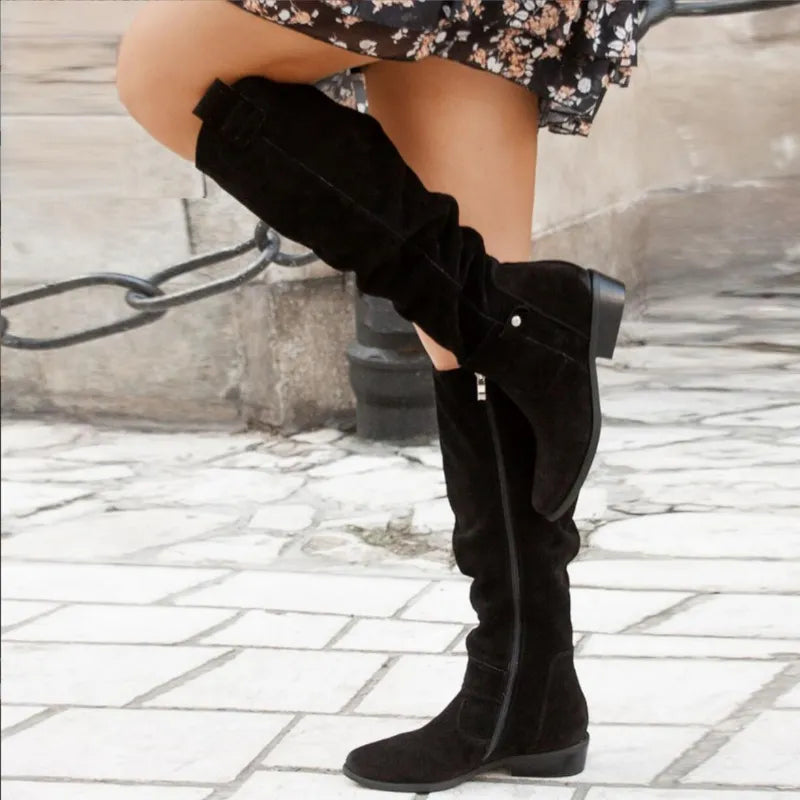 Melissa | Elegant Suede Slouchy Boots - Picela