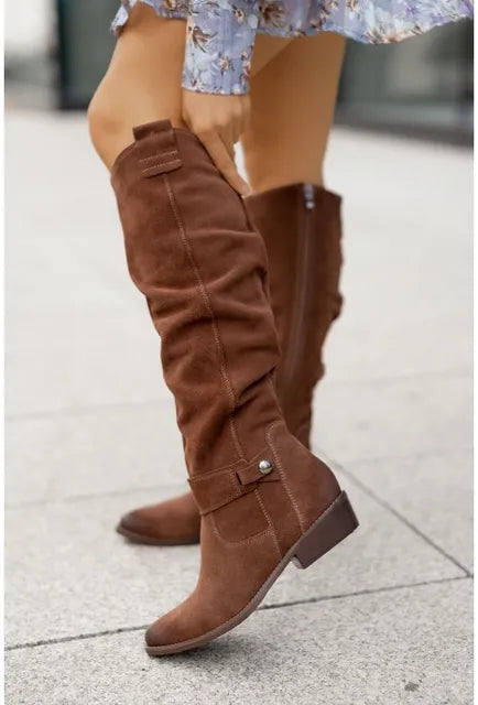 Melissa | Elegant Suede Slouchy Boots - Picela