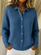Melissa | Elegant Waffle-Knit Button-Up Cardigan - Picela