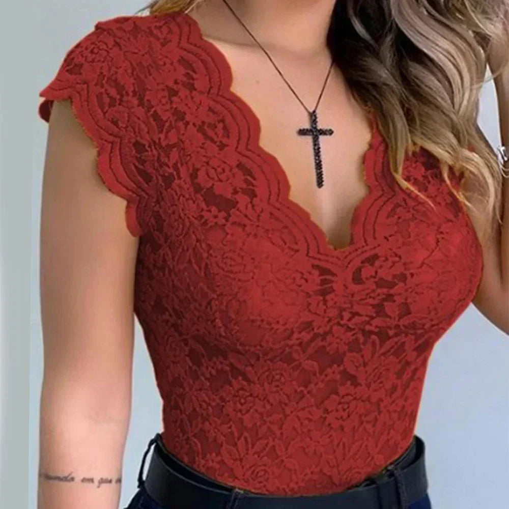 Melissa | Feminine Floral Lace Blouse - Picela