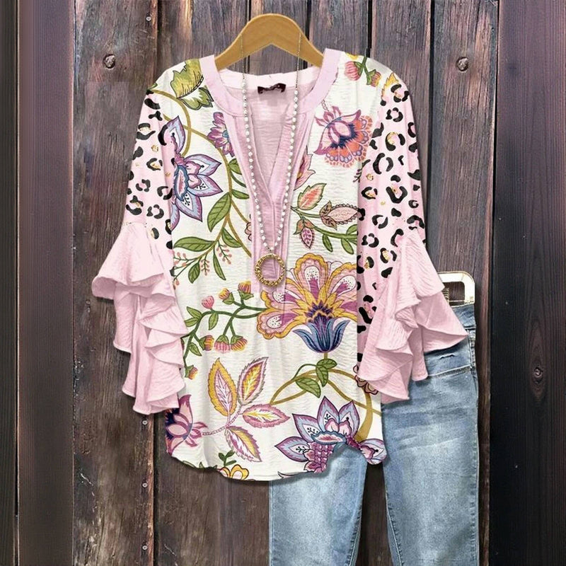 Melissa | Feminine Floral Ruffle Blouse - Picela