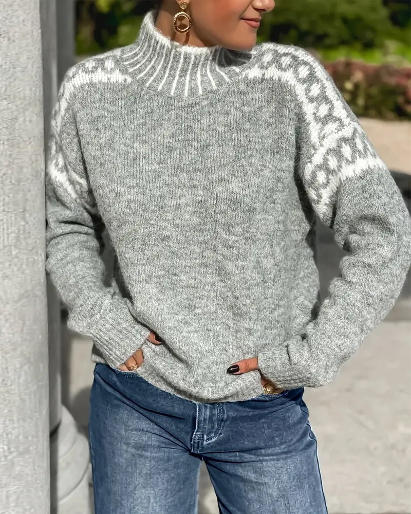 Melissa | Stylish Leopard Yoke Sweater - Picela