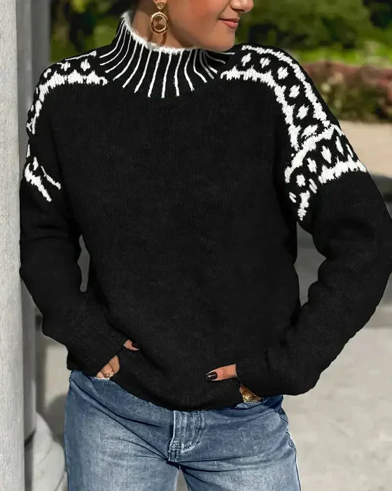 Melissa | Stylish Leopard Yoke Sweater - Picela