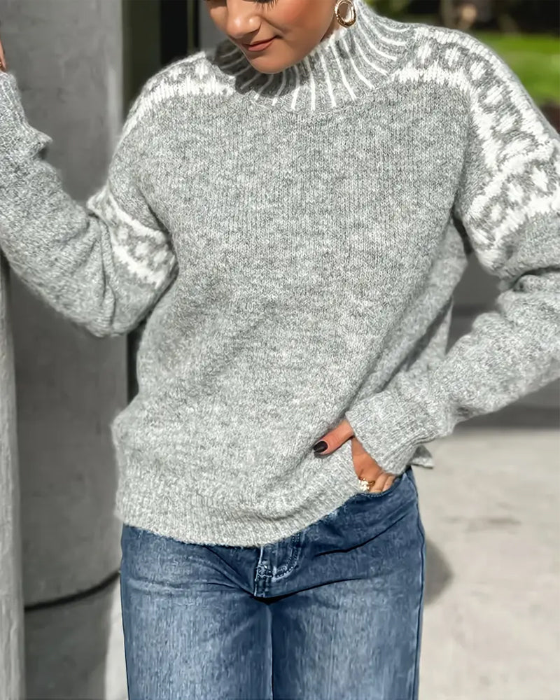 Melissa | Stylish Leopard Yoke Sweater - Picela