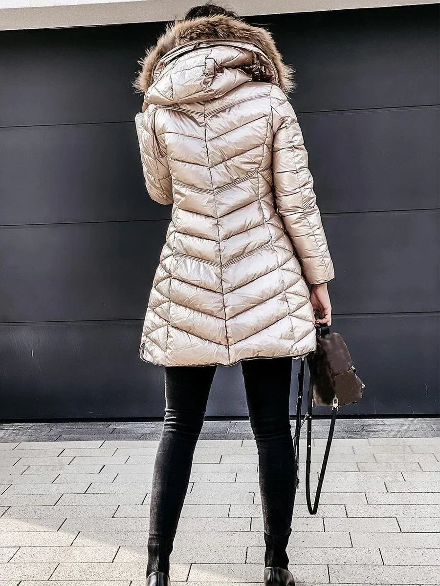 Michelle | Cozy Quilted Fur-Hood Coat - Picela