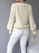 Michelle | Elegant Cable-Knit Balloon-Sleeve Sweater - Picela