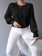 Michelle | Elegant Cable-Knit Balloon-Sleeve Sweater - Picela