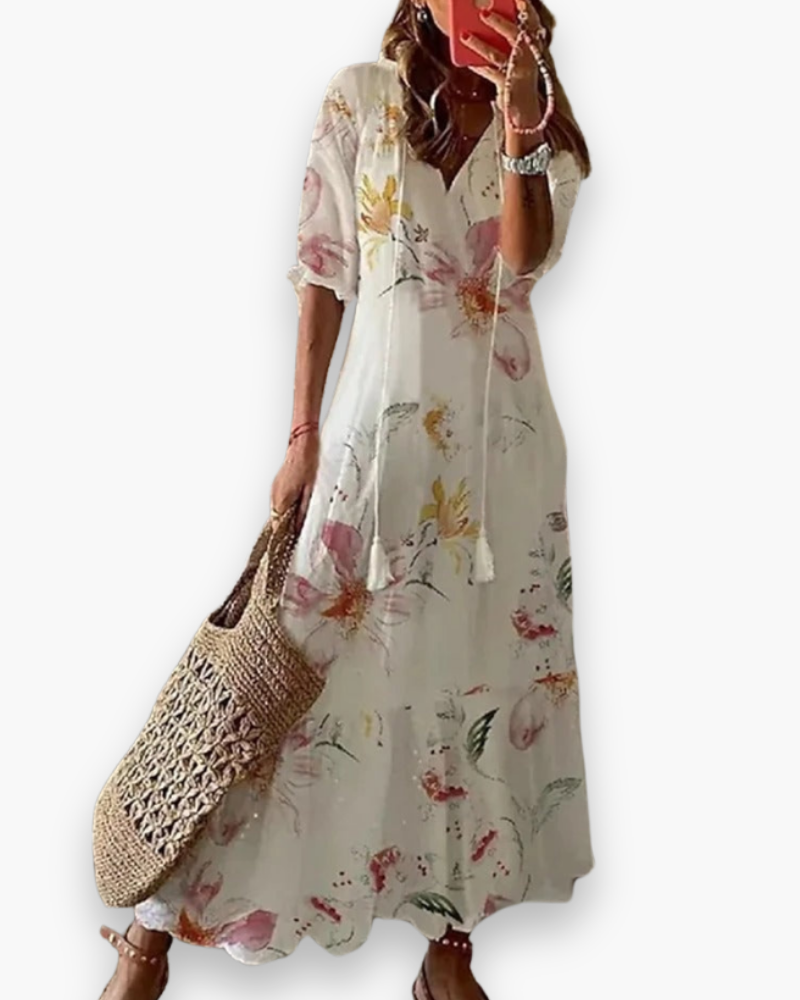 Michelle | Elegant V-Neck Maxi Dress - Picela