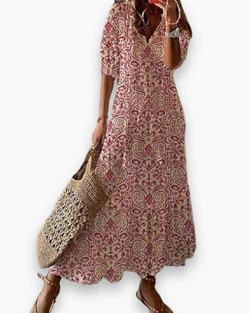 Michelle | Elegant V-Neck Maxi Dress - Picela