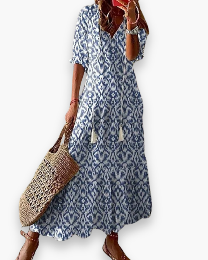 Michelle | Elegant V-Neck Maxi Dress - Picela
