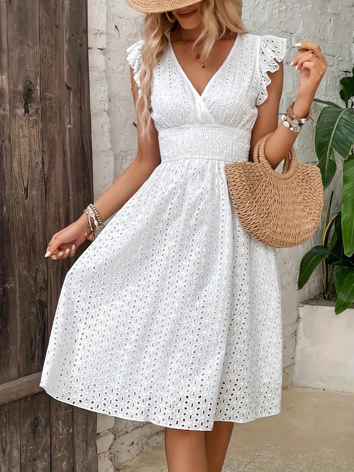 Michelle | Feminine Ruffle Midi Dress - Picela