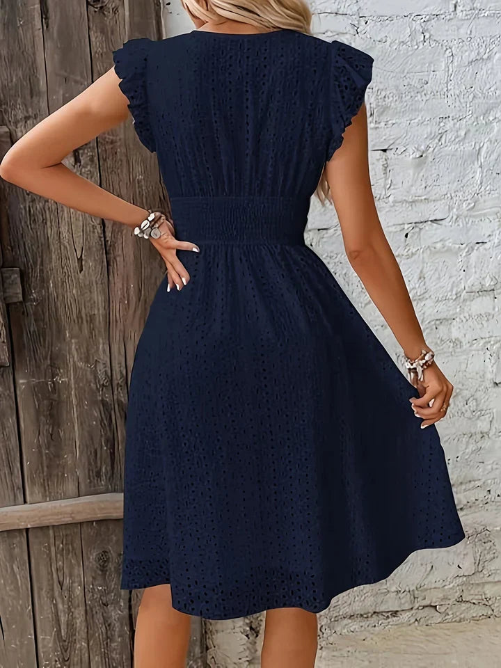 Michelle | Feminine Ruffle Midi Dress - Picela
