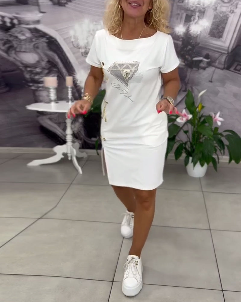 Michelle | Stylish Cotton Graphic Dress - Picela