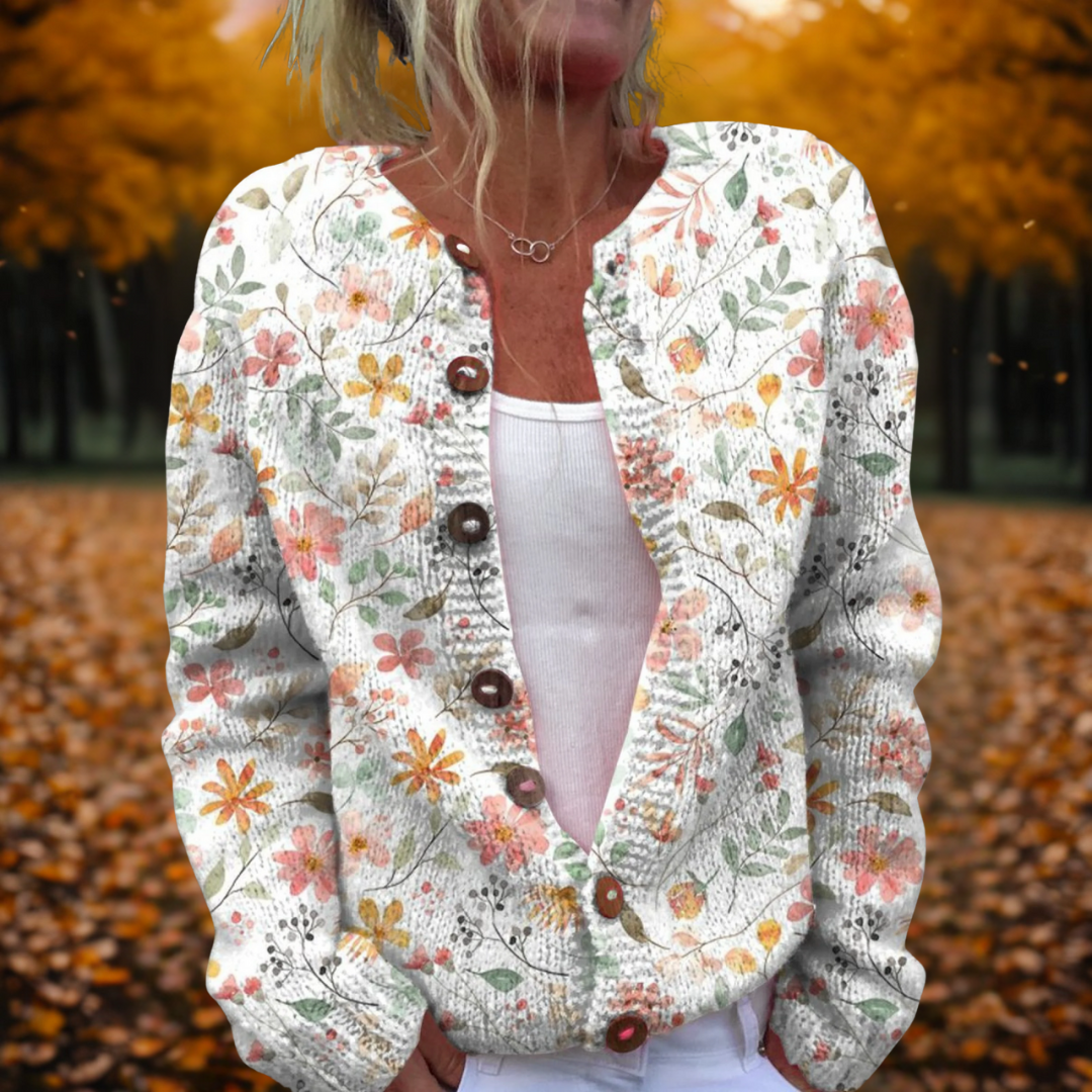 Michelle | Vintage Floral Button-Up Cardigan - Picela