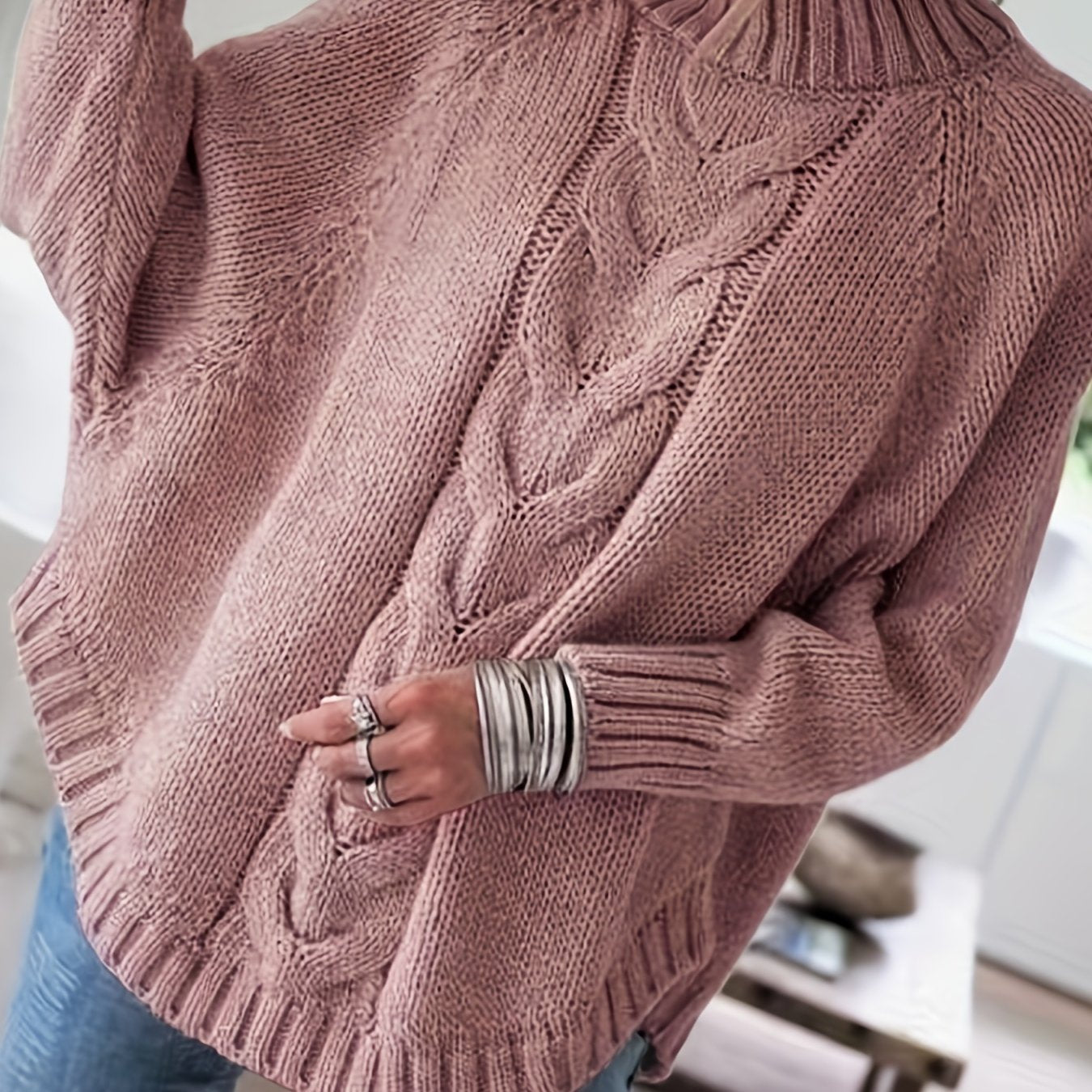 Nicole | Elegant Cable-Knit Mock-Neck Sweater - Picela