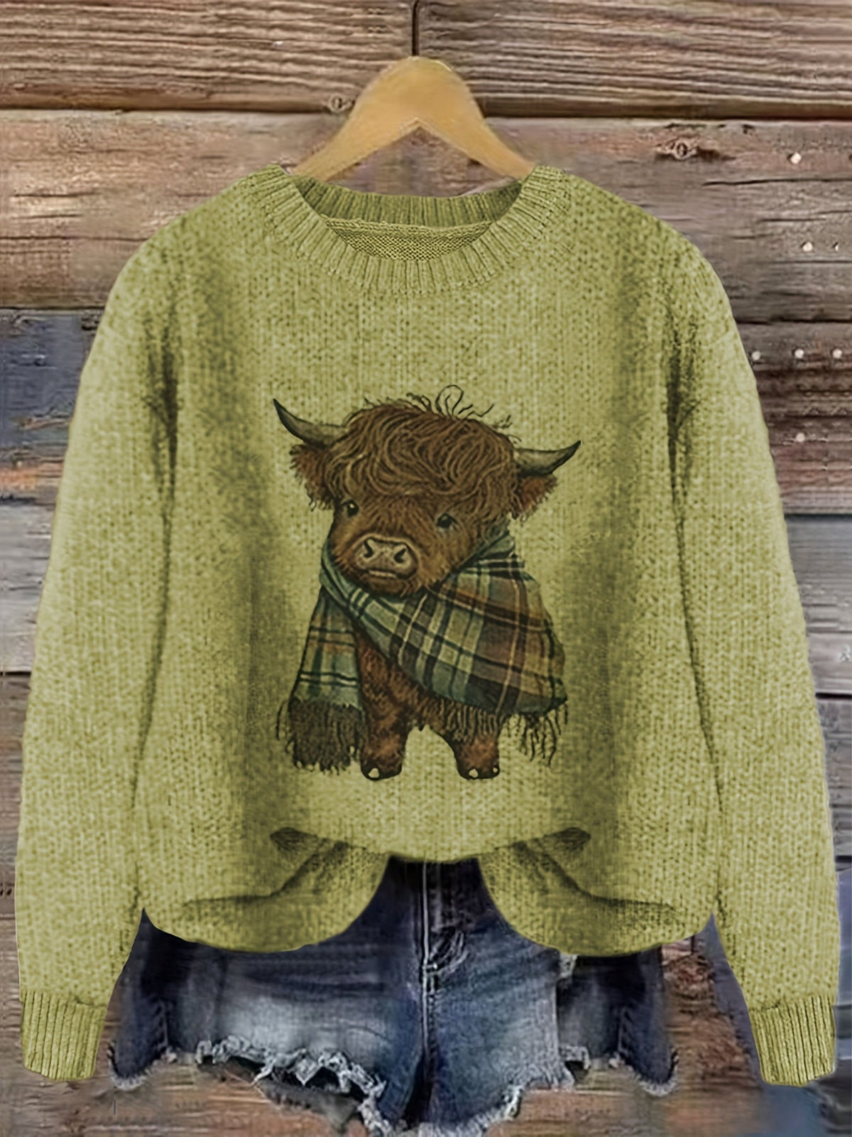 Nicole | Elegant Cow Knit Sweater - Picela