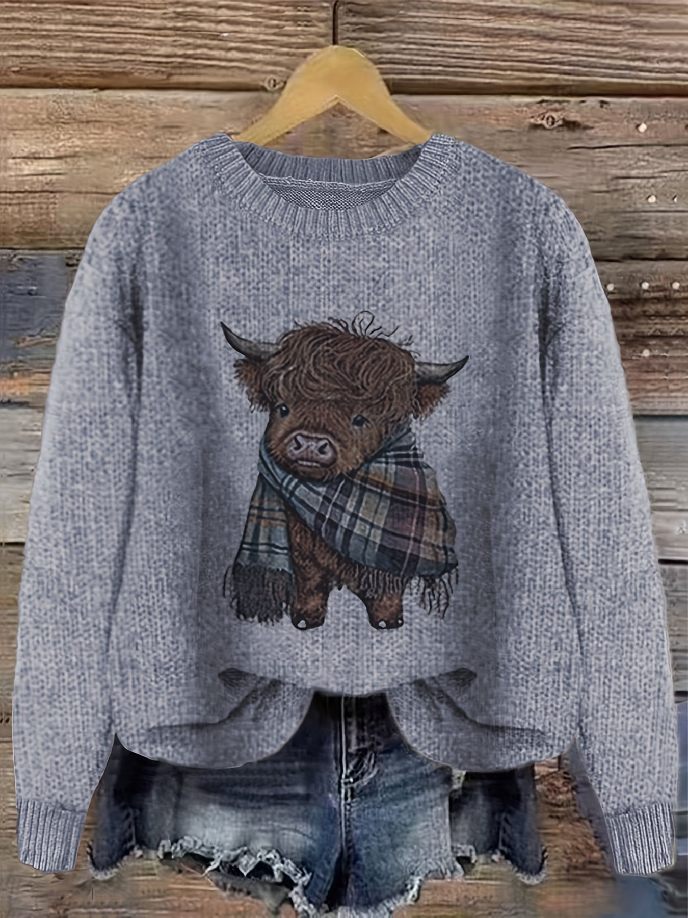 Nicole | Elegant Cow Knit Sweater - Picela
