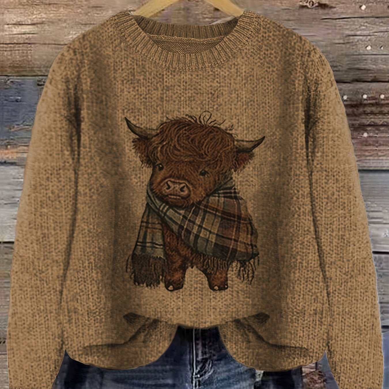 Nicole | Elegant Cow Knit Sweater - Picela