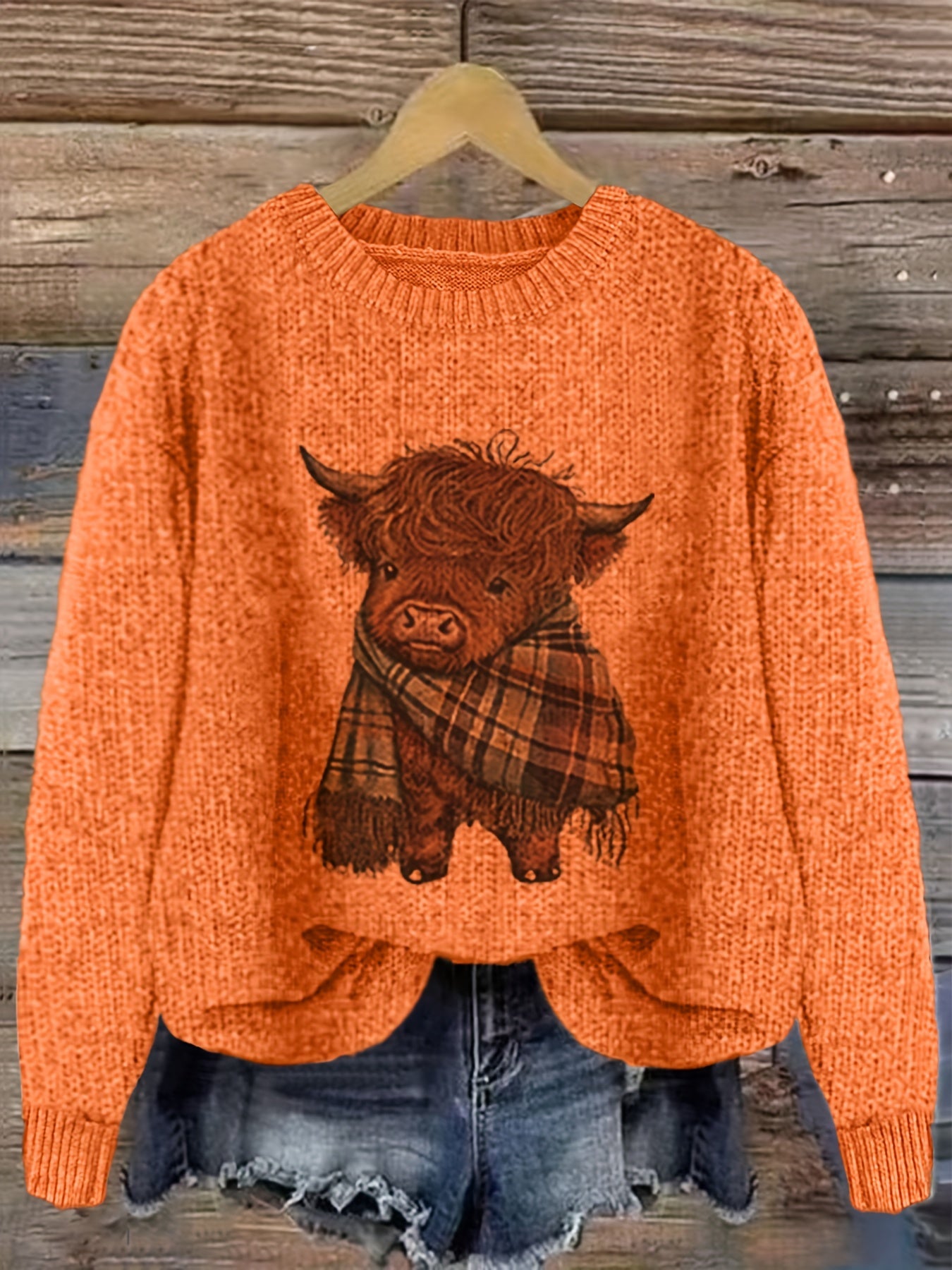 Nicole | Elegant Cow Knit Sweater - Picela