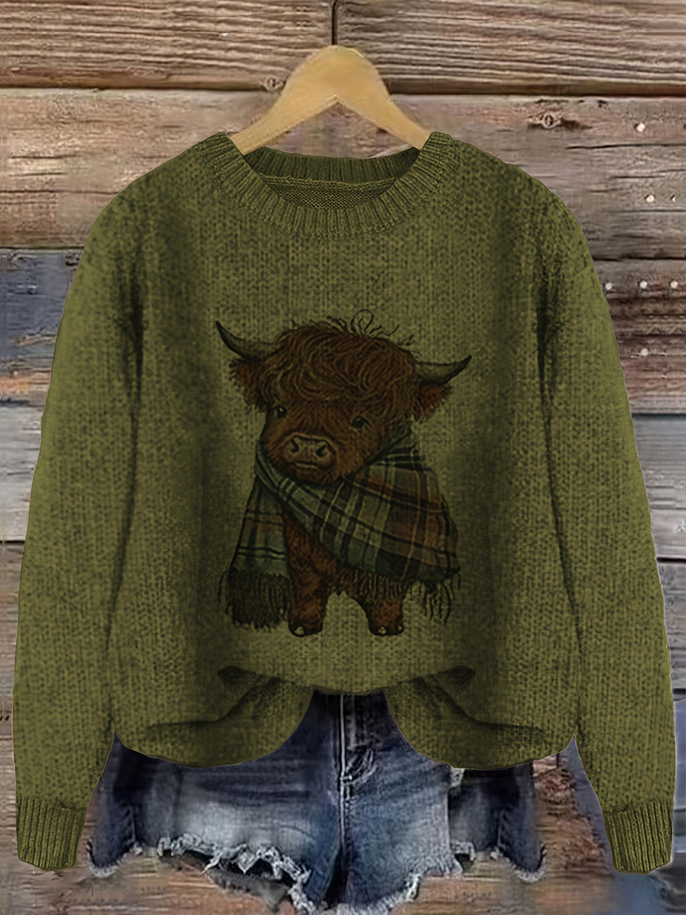 Nicole | Elegant Cow Knit Sweater - Picela