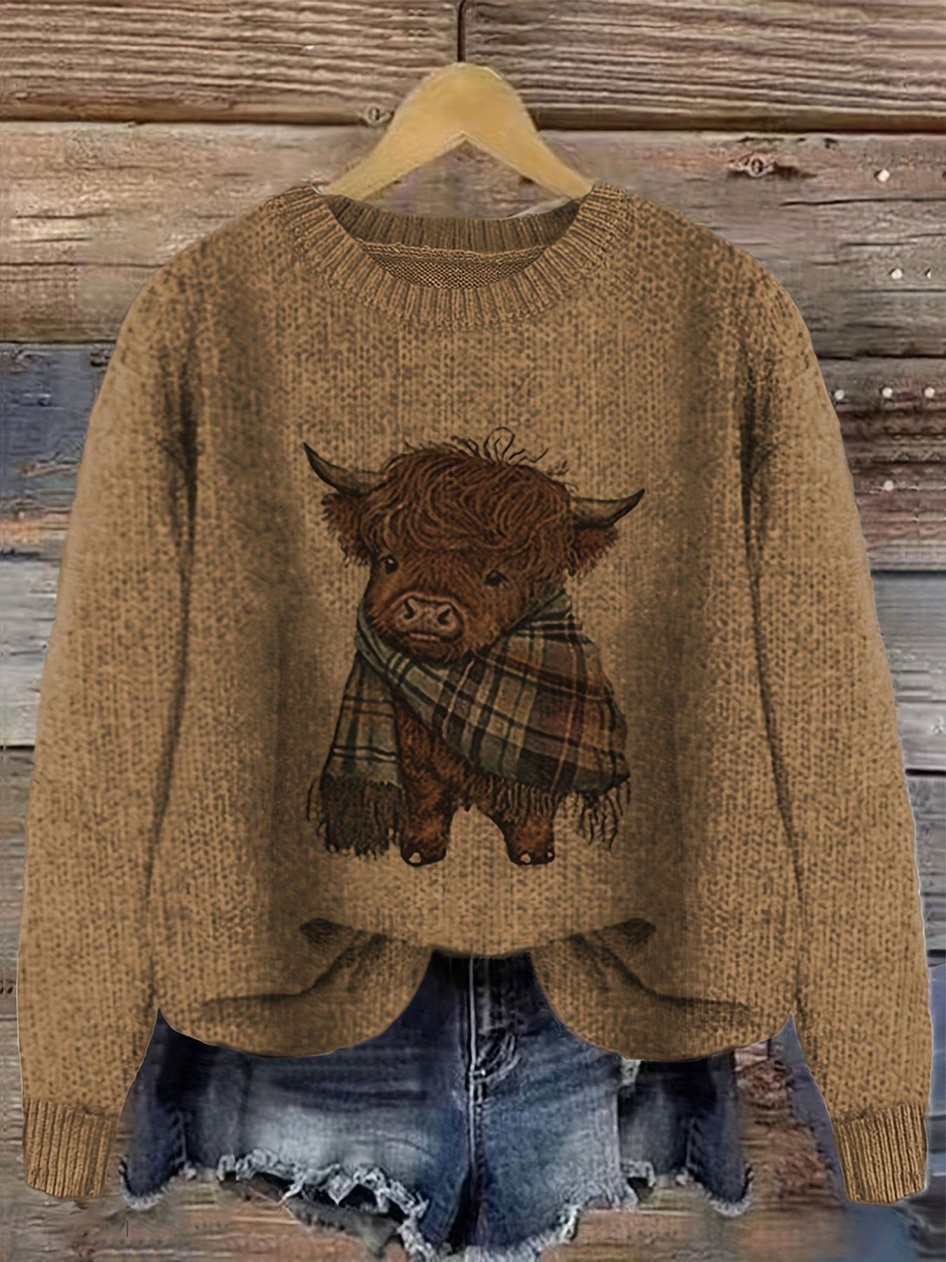 Nicole | Elegant Cow Knit Sweater - Picela