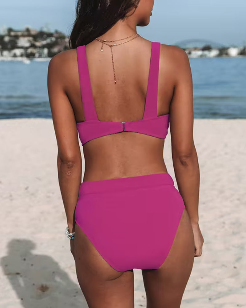 Nicole | Elegant High-Waist Solid Bikini - Picela