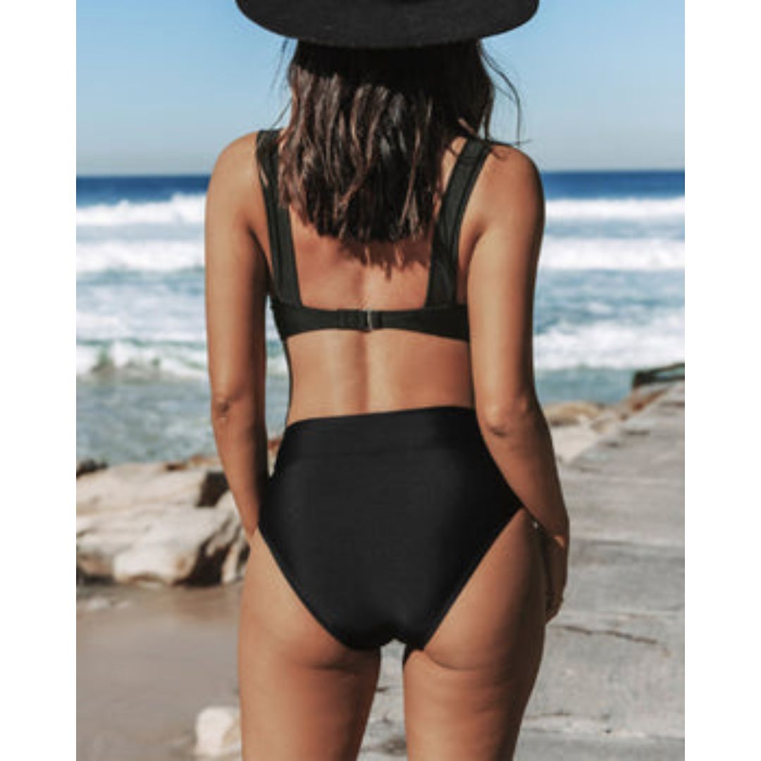 Nicole | Elegant High-Waist Solid Bikini - Picela