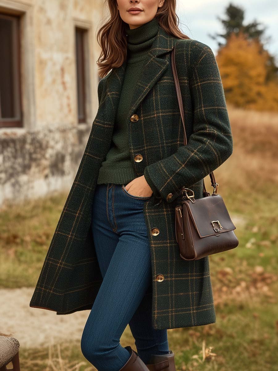Nicole | Elegant Plaid Wool Coat - Picela