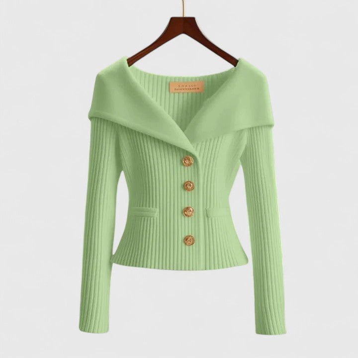 Nicole | Elegant Ribbed Fitted Cardigan - Picela