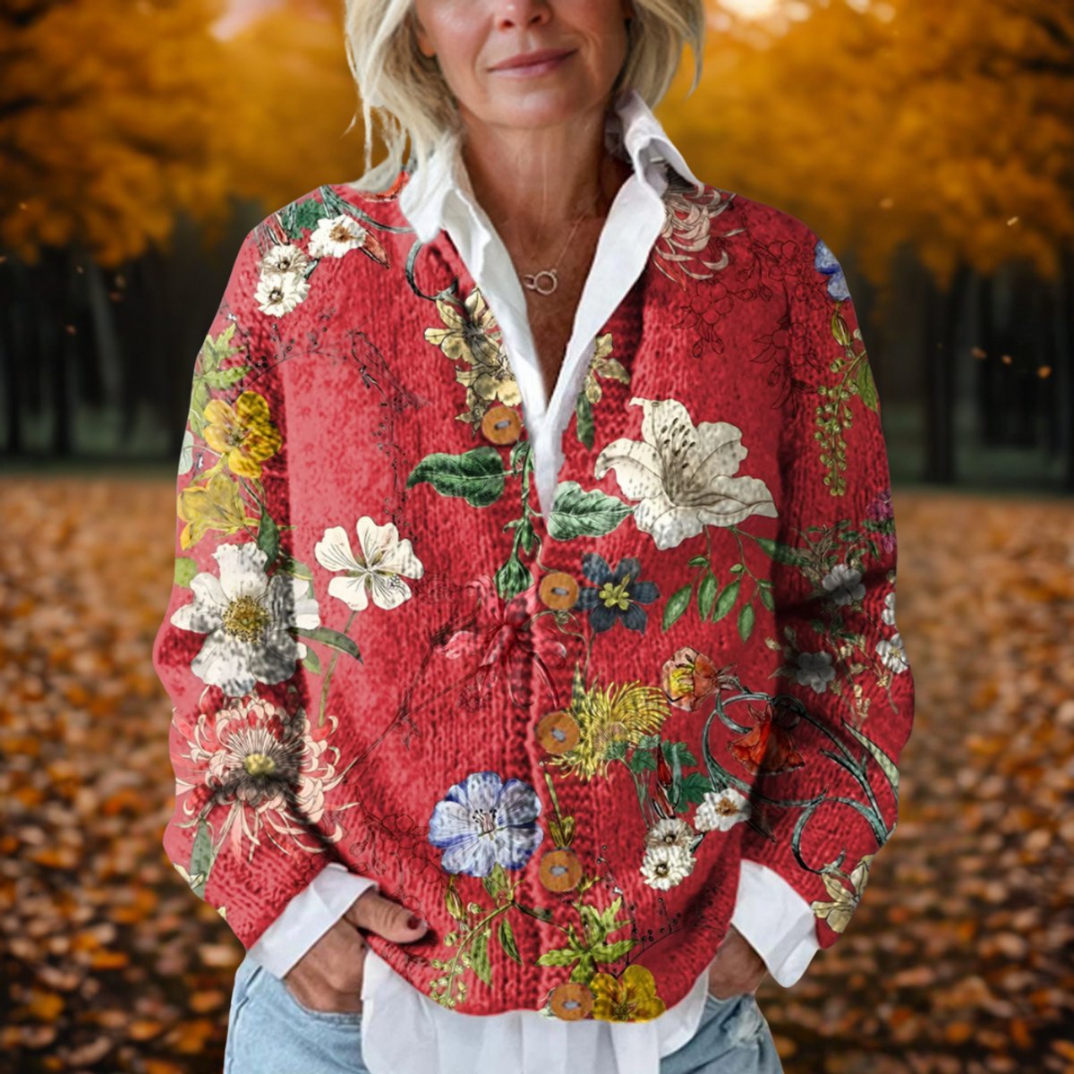 Nicole | Vintage Floral Knit Cardigan - Picela
