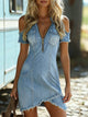Classic Cold Shoulder Denim Dress for Women