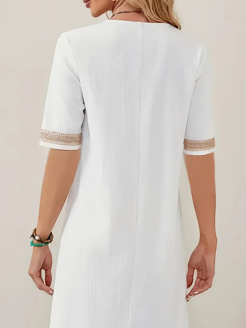 Rachel | Elegant Crochet Linen Dress - Picela