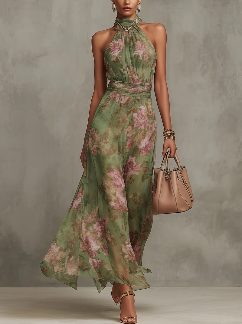 Rachel | Elegant Halter Maxi Dress - Picela
