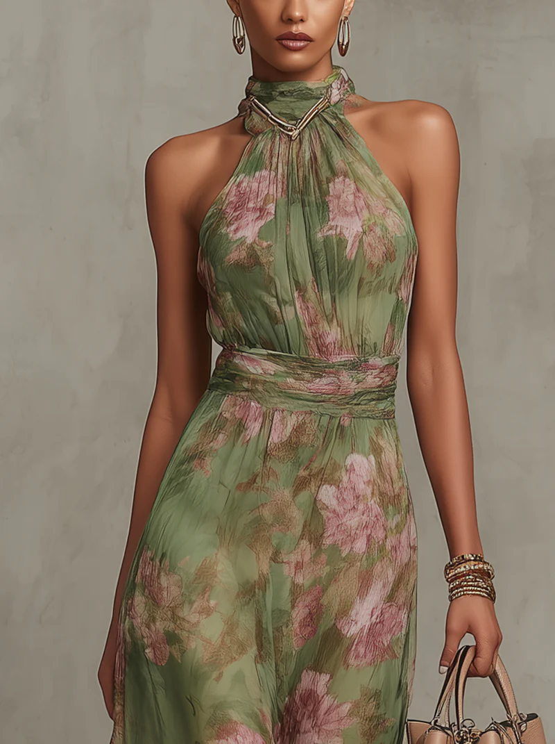 Rachel | Elegant Halter Maxi Dress - Picela