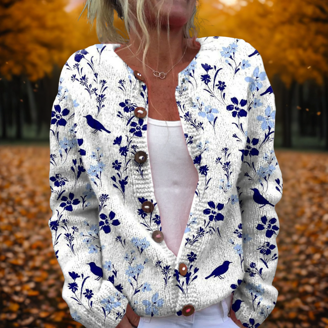 Rachel | Vintage Floral Bird Cardigan - Picela