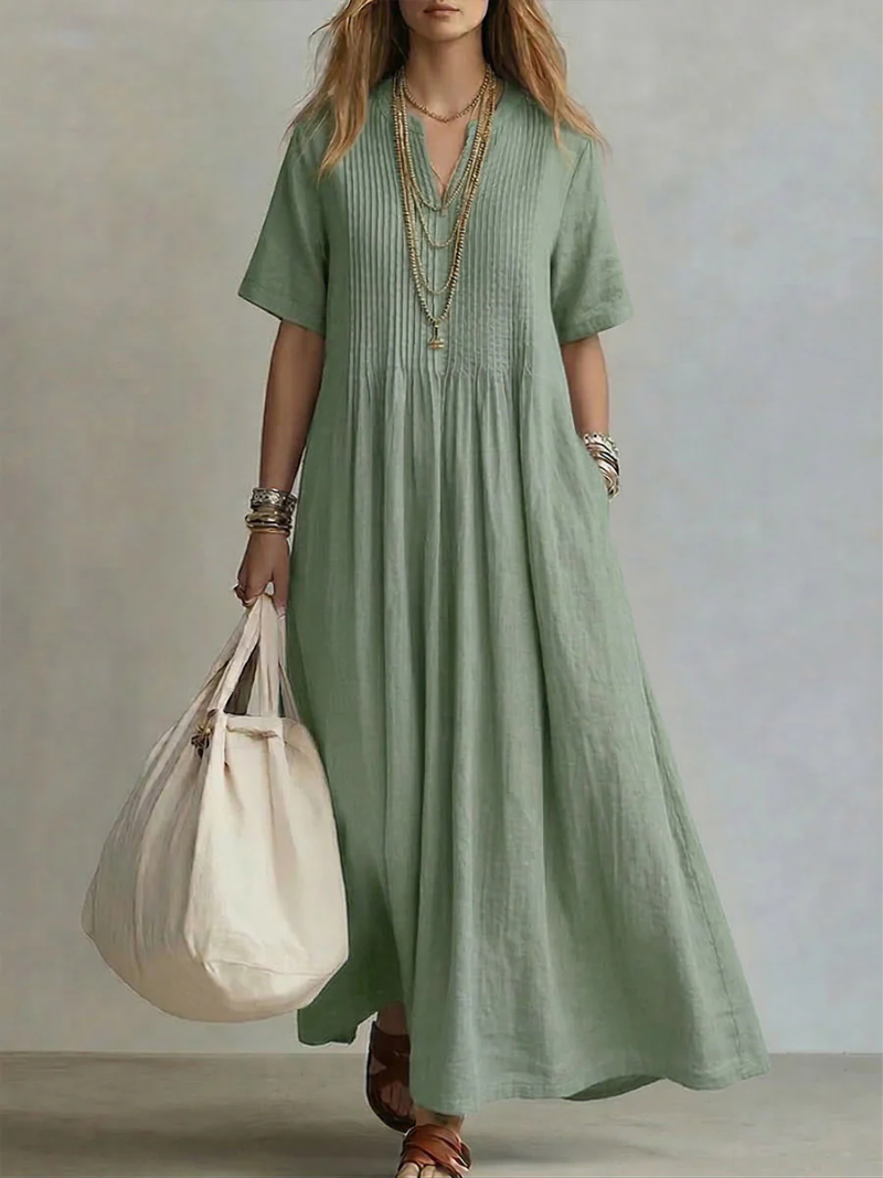 Rebecca | Elegant Linen Maxi Dress - Picela