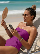 Rebecca | Elegant Ruched Strapless Swimsuit - Picela