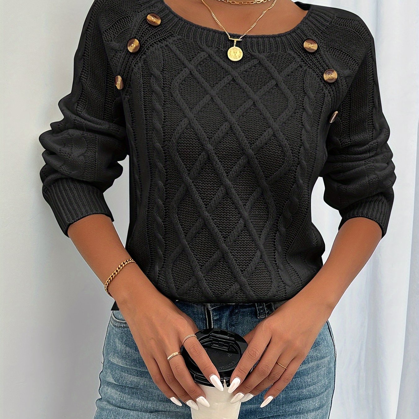 Samantha | Elegant Cable-Knit Button Sweater - Picela