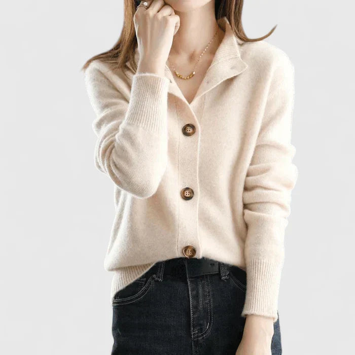 Samantha | Elegant Collared Button-Up Cardigan - Picela