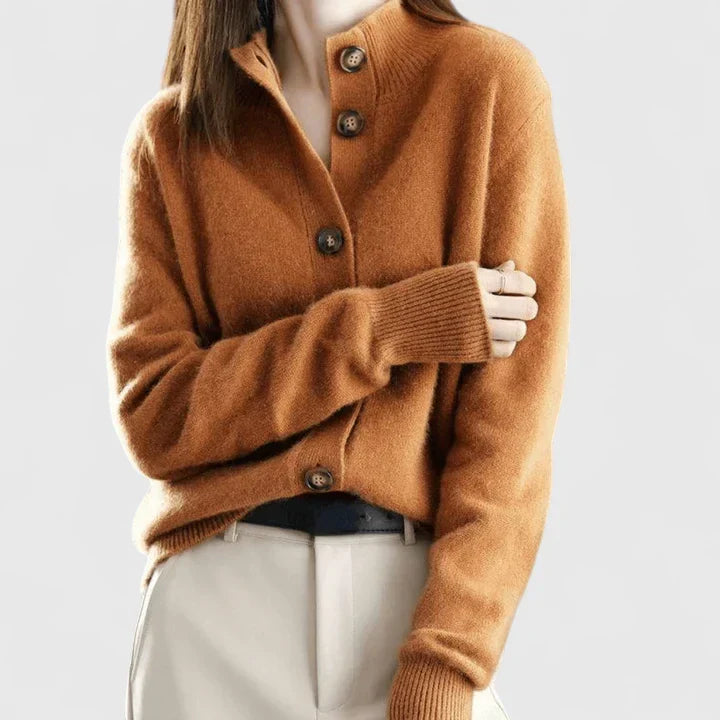 Samantha | Elegant Collared Button-Up Cardigan - Picela