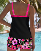 Samantha | Elegant Floral Contrast Tankini - Picela