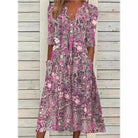 Samantha | Elegant Floral Midi Dress - Picela