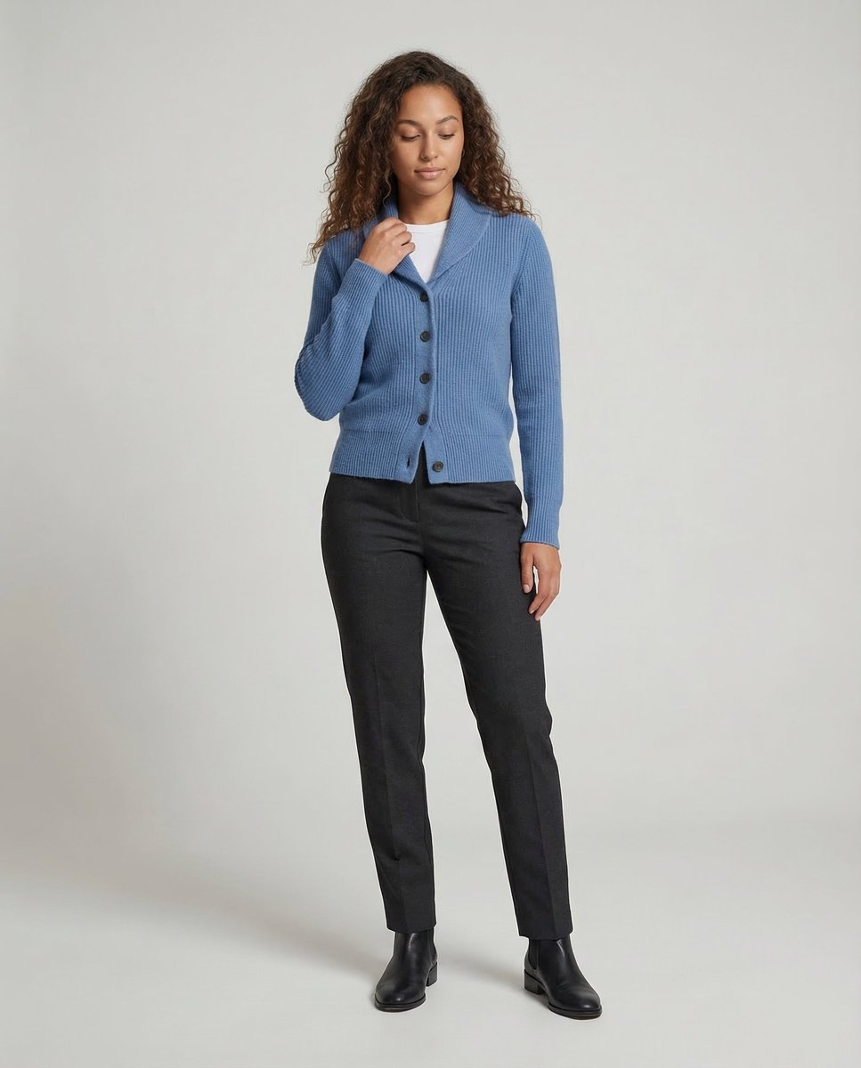 Samantha | Elegant Ribbed Shawl-Collar Cardigan - Picela
