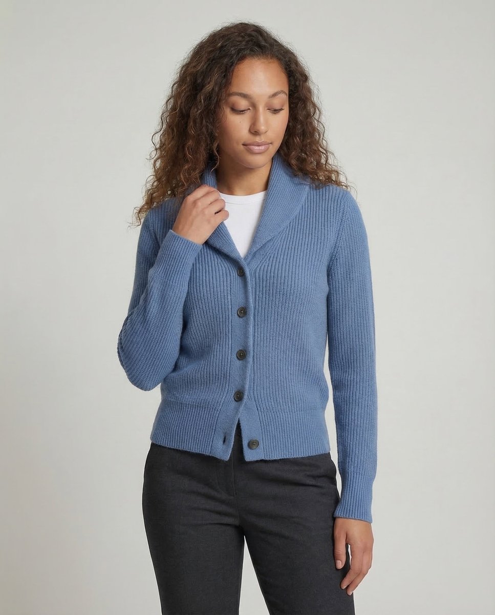 Samantha | Elegant Ribbed Shawl-Collar Cardigan - Picela