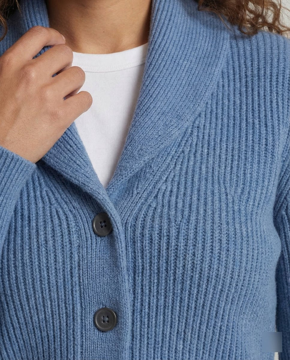 Samantha | Elegant Ribbed Shawl-Collar Cardigan - Picela