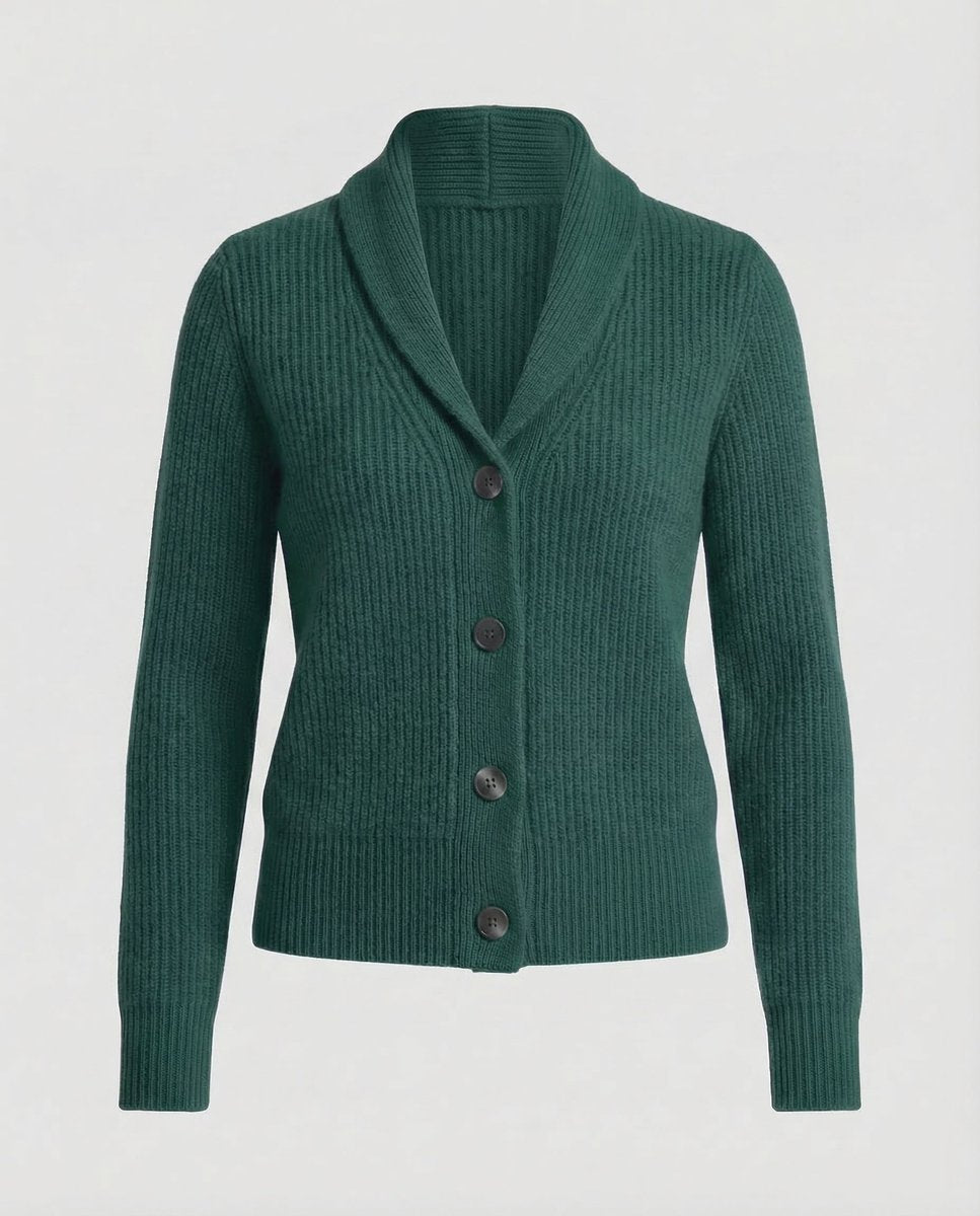 Samantha | Elegant Ribbed Shawl-Collar Cardigan - Picela