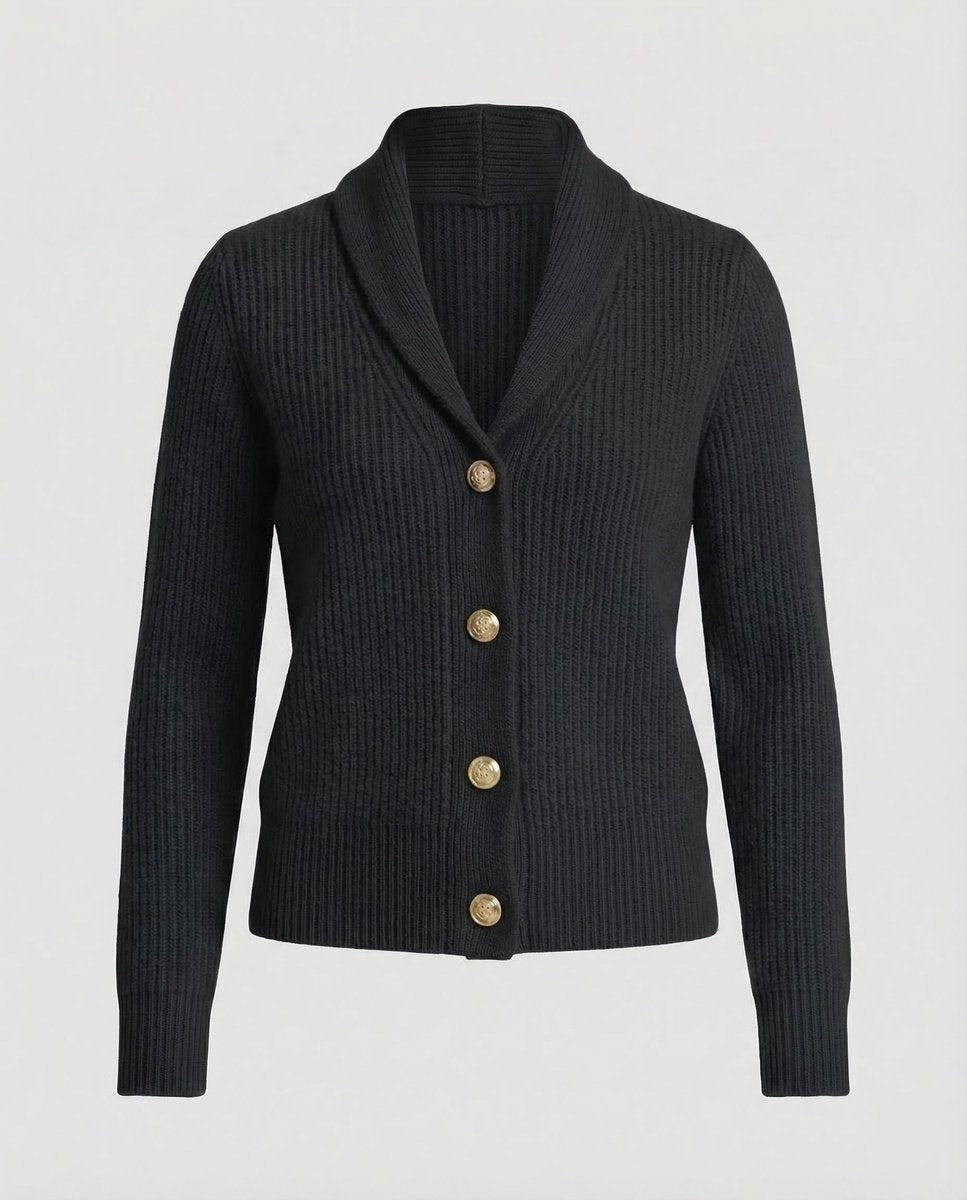 Samantha | Elegant Ribbed Shawl-Collar Cardigan - Picela