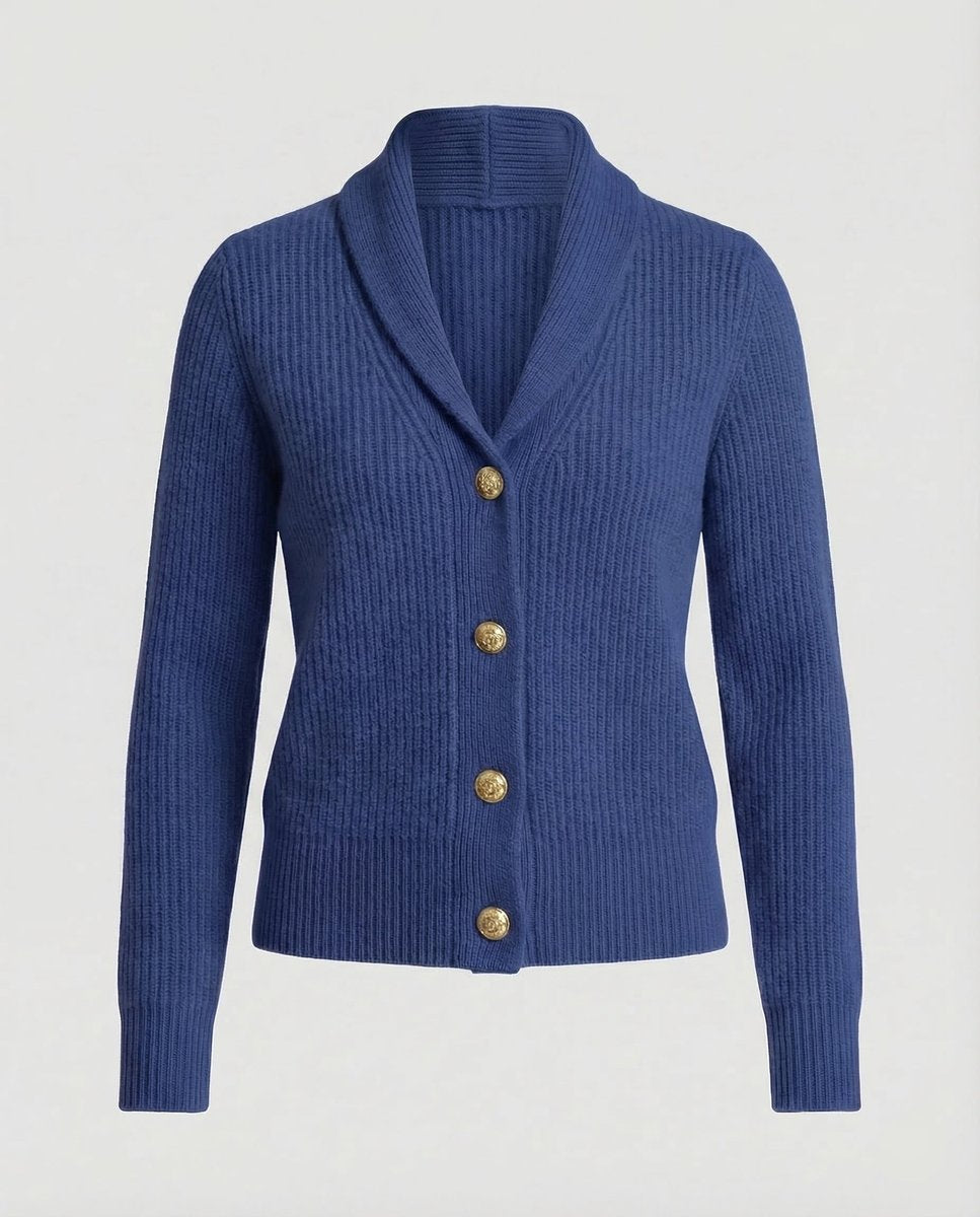 Samantha | Elegant Ribbed Shawl-Collar Cardigan - Picela