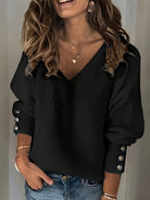 Samantha | Elegant Ribbed V-Neck Sweater - Picela